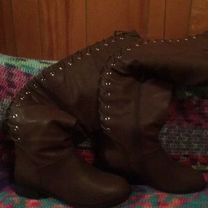 High brown boots